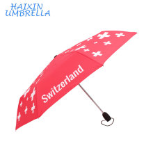 21" 23" Red Color Windproof Switzerland Custom Print Logo Compact Travel Automatic Folding Umbrella Advertising